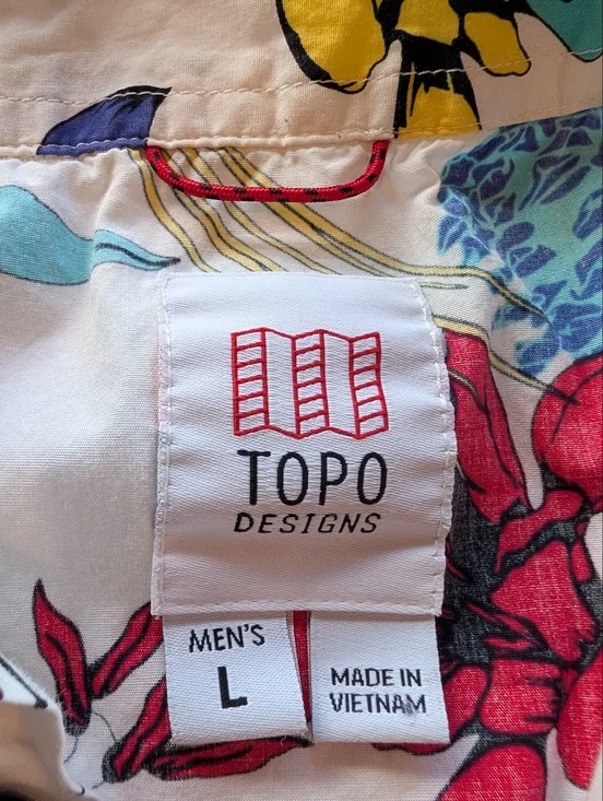 Topo Designs Tour Shirt Organic Cotton Floral Men's Cabana Size Large - Picture 4 of 10